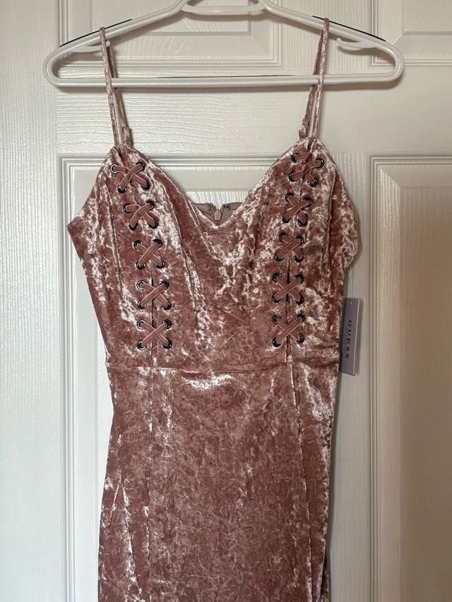GUESS Light Pink Velvet Dress with Tags image indicator(4)