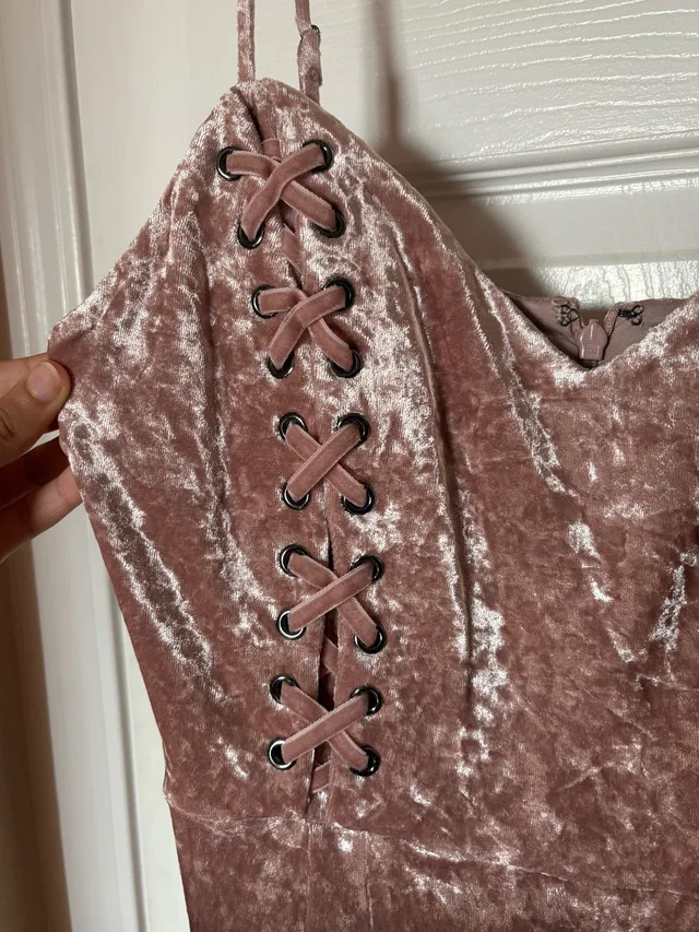 GUESS Light Pink Velvet Dress with Tags image indicator(5)