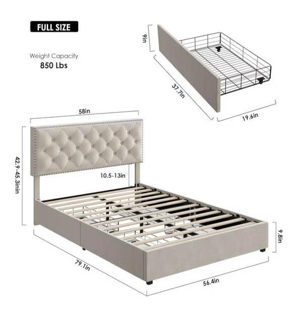 Bed frame with drawers for storage underneath - photo 2