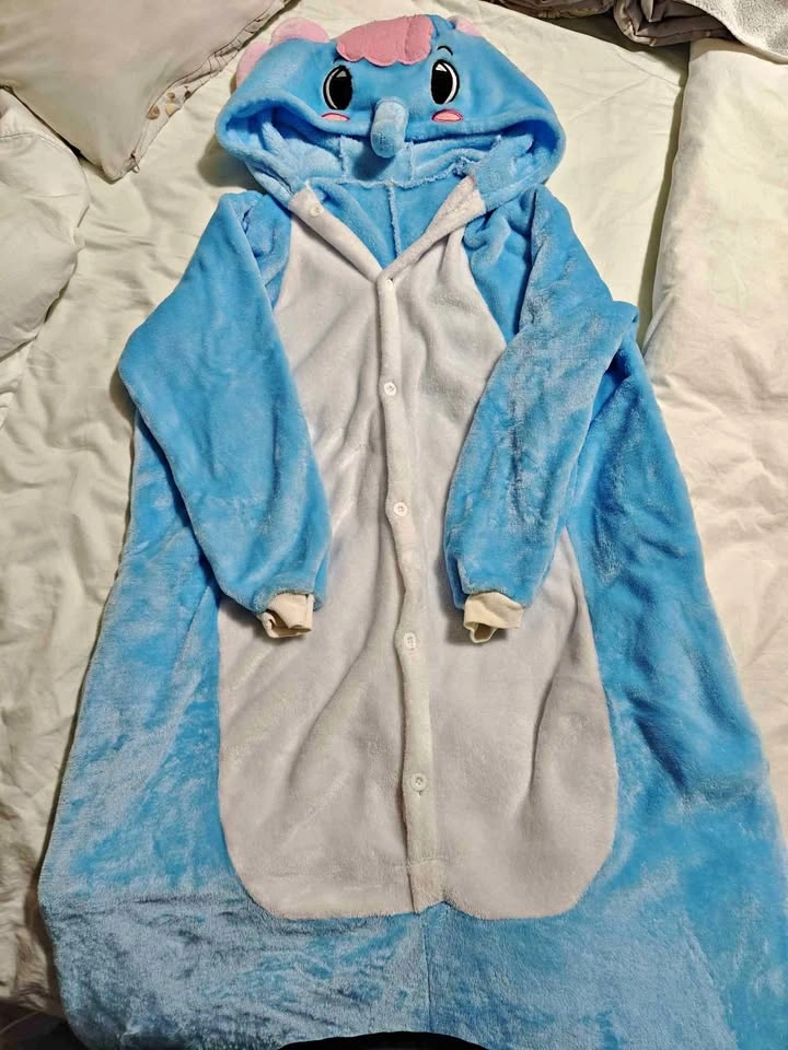 Cute Elephant Plush Onesie (Fits 5'5" – 5'7") – with Bum Zipper