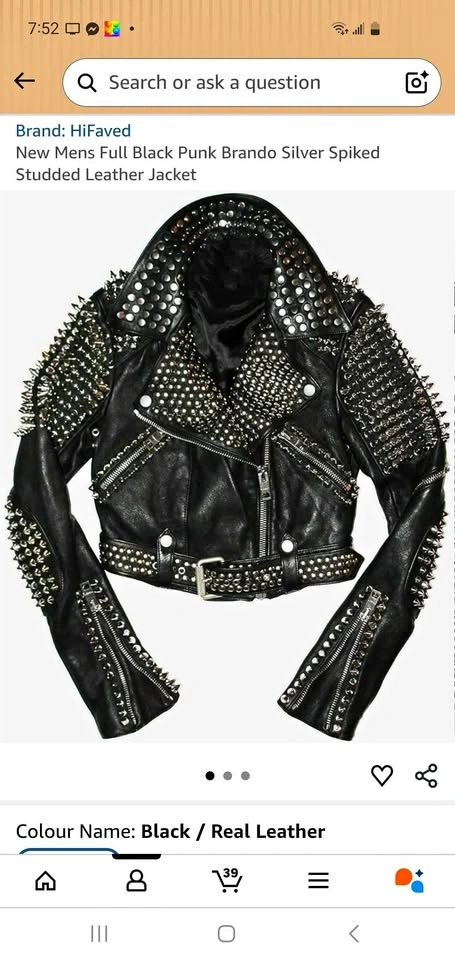 100% genuine leather studded spike moto jacket