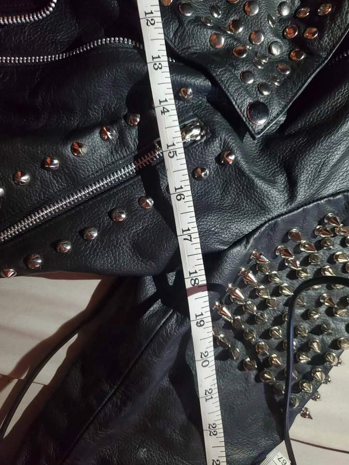 100% genuine leather studded spike moto jacket - photo 2