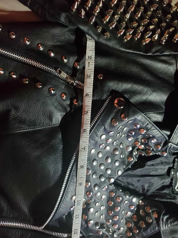 100% genuine leather studded spike moto jacket - photo 5