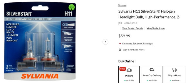 Sylvania H11 SilverStar Halogen Headlight Bulb - photo 3