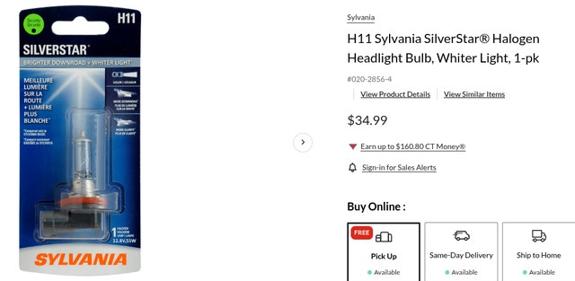 Sylvania H11 SilverStar Halogen Headlight Bulb - photo 4