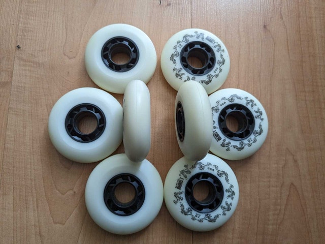 Hockey rollerblade Inline skate white wheels 76 mm – 90a