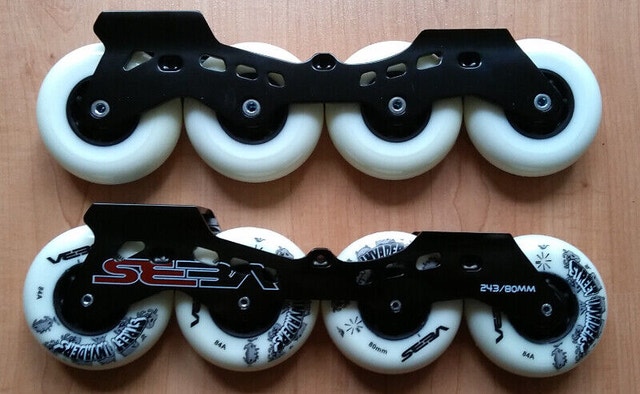 Flat rolerblade Inline skate frames + wheels + bearings - photo 3