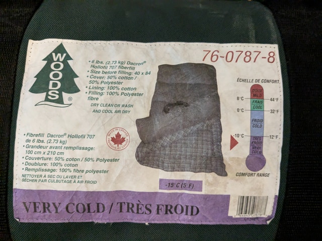 Woods winter sleeping bag rated for -15 - photo 4