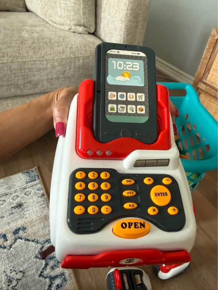 Kids Toy Cash Register Shopping Cart Play Food Set - photo 3