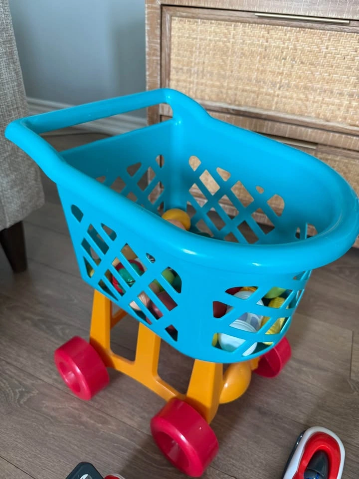 Kids Toy Cash Register Shopping Cart Play Food Set - photo 4