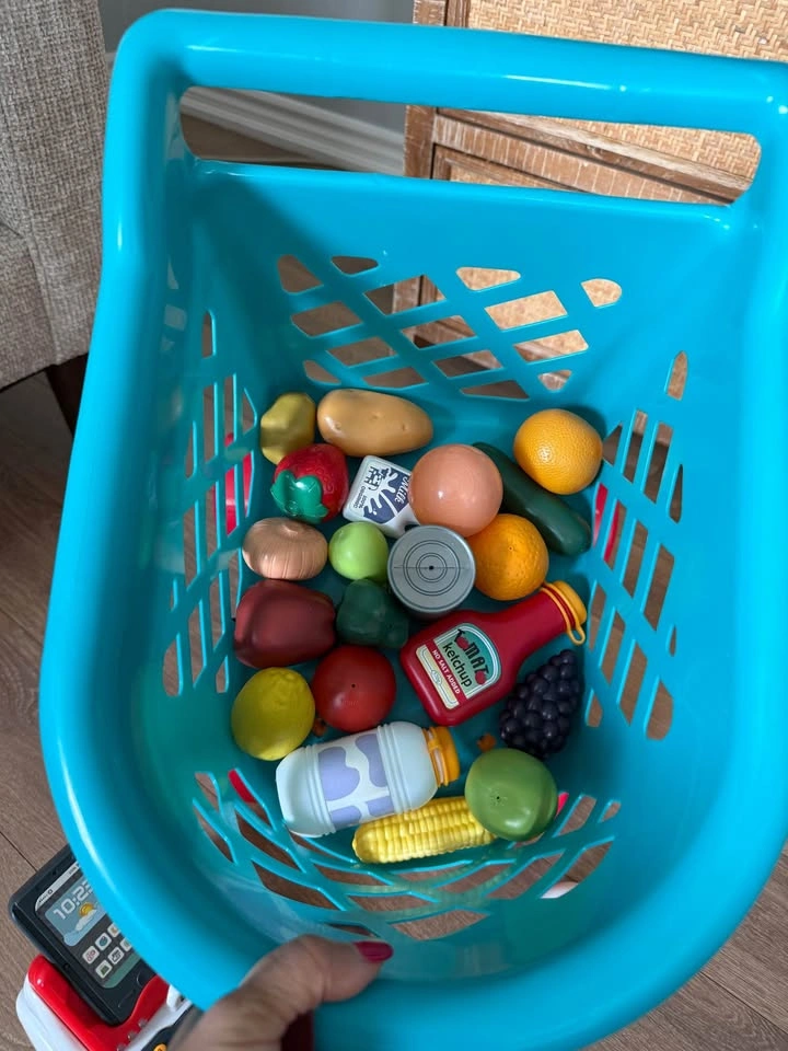 Kids Toy Cash Register Shopping Cart Play Food Set - photo 5