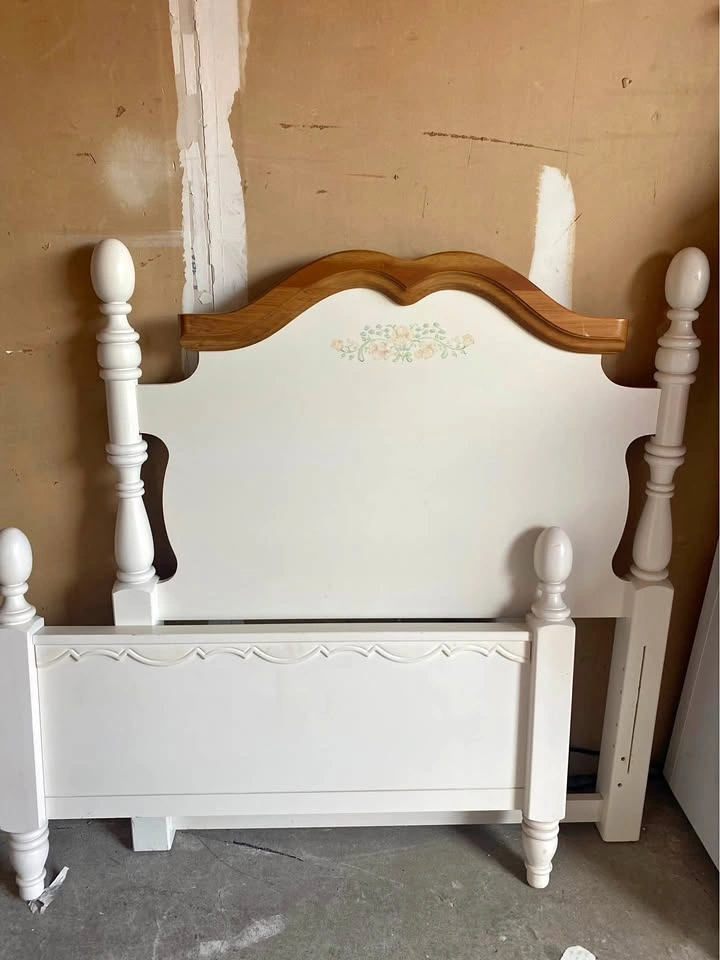 White Twin Headboard, Footboard Rails