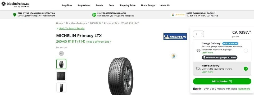 265/65/18 Michelin Primacy LTX all season tires 99% - photo 2