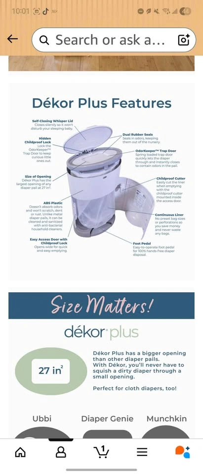 Dekor Plus Hands-Free Diaper Pail - photo 3