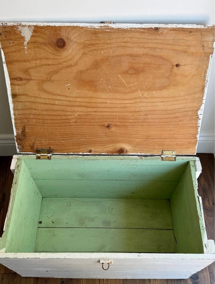 Vintage White Painted Pine Storage Chest | Cottage Farmhouse Bla - photo 5