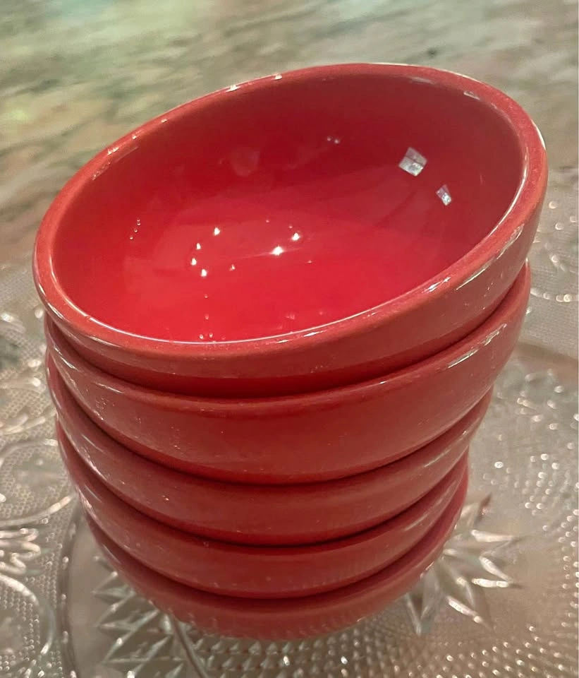 SET OF 5 SYRACUSE CANTINA BRIGHT ORANGE 4oz CERAMIC BOWLS