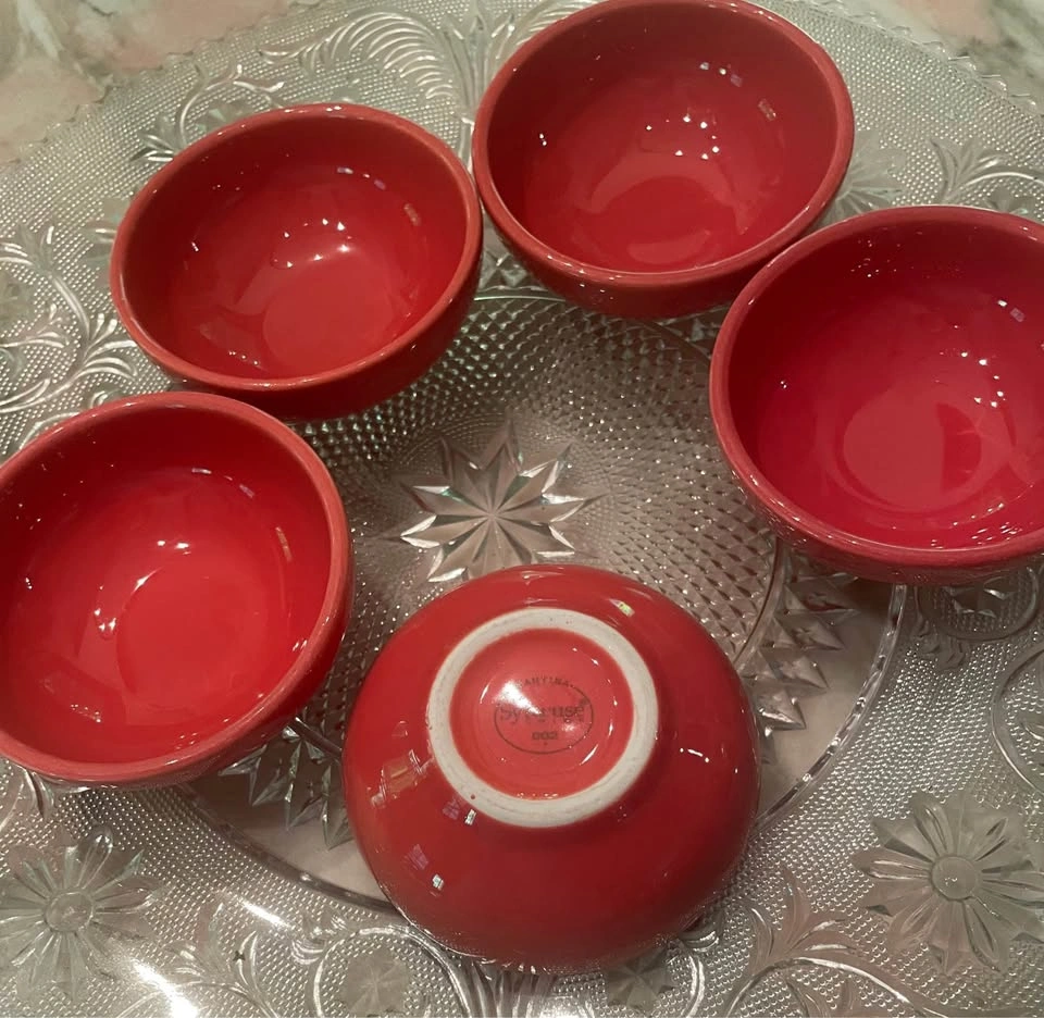 SET OF 5 SYRACUSE CANTINA BRIGHT ORANGE 4oz CERAMIC BOWLS - photo 3