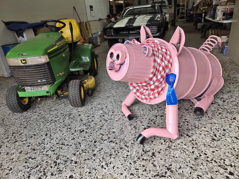 Giant Metal Pig Swine Art