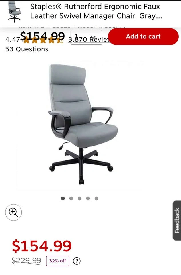 Staples Rutherford Ergonomic Faux Leather Swivel Office Chair - photo 2