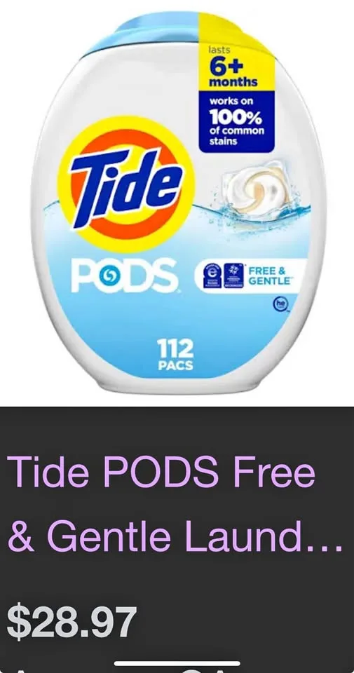 Tide PODS Free & Gentle Laundry Detergent Soap Pacs, 112 count thumbnail
