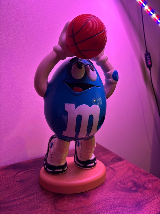 Vintage M&M Peanut MM Blue Basketball Player Candy Dispenser 13"