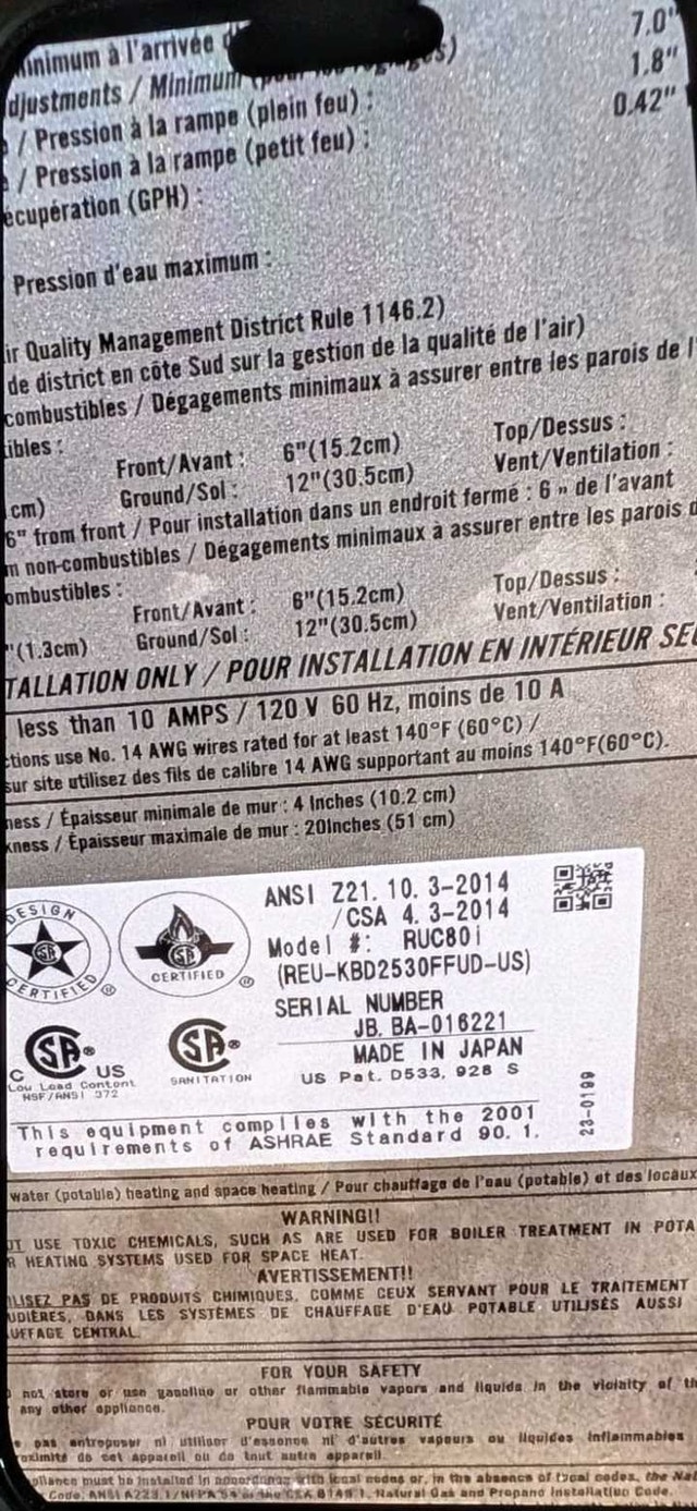 Rinnai RUC80i Tankless Water Heater - photo 3