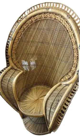1970s Cobra Peacock Chair Rare Vintage Rattan Wicker Throne - photo 2