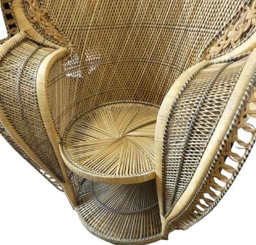 1970s Cobra Peacock Chair Rare Vintage Rattan Wicker Throne - photo 3