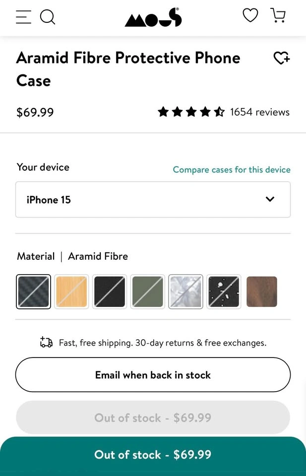 Mous iPhone 15 Limitless Aramid Fibre Protective Case - photo 3