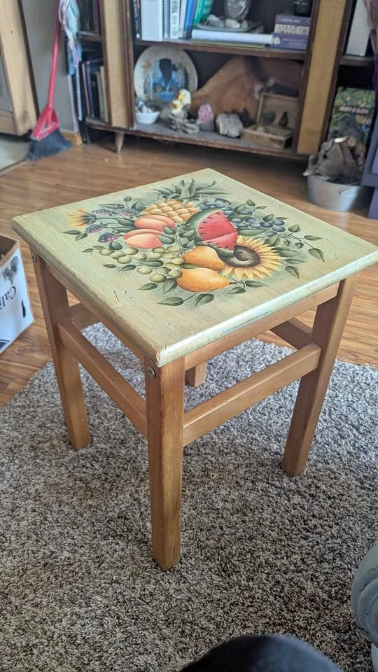 Hand-Painted Wooden Stool/accent table