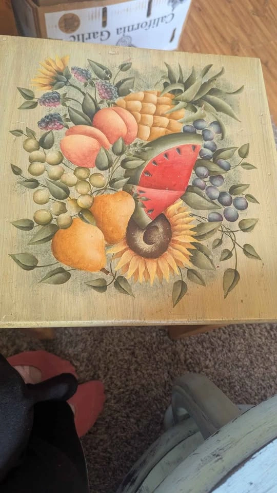 Hand-Painted Wooden Stool/accent table - photo 2