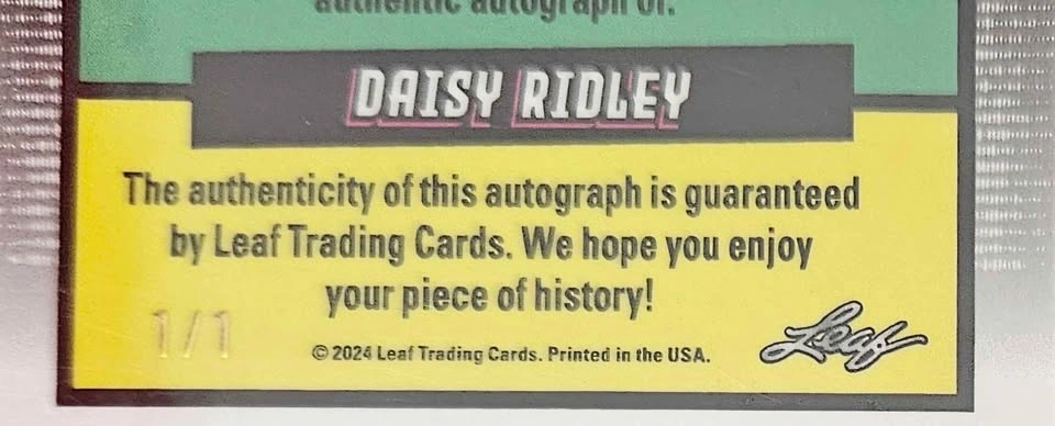 Daisy Ridley 2024 Leaf Metal Pop Century Autograph #1/1 - photo 3
