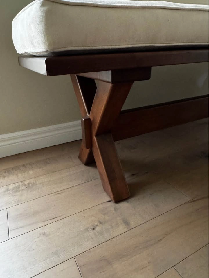 Long Solid Wood Bench with Removable Cushion - photo 5