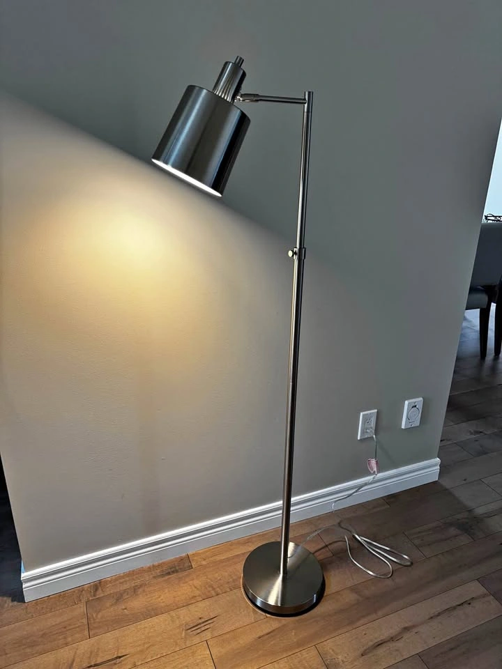 Modern Brushed Nickel Floor Lamp - 58” tall