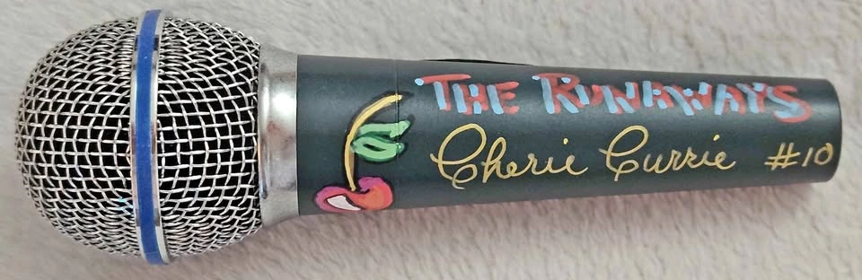 Cherie Currie The Runaways Signed Microphone w/ Artwork