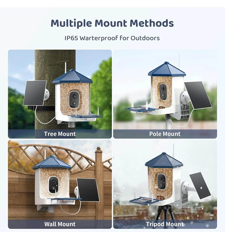 LIWAN Bird Feeder Camera 2K AI Bird Recognition Solar Powered - photo 5