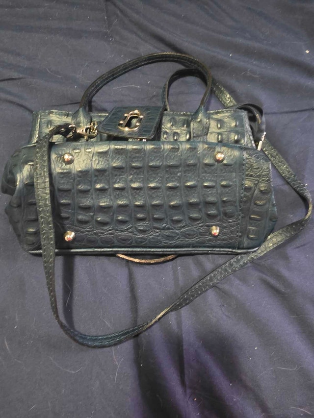 Genuine Leather Blue Crocodile Print Handbag - photo 4