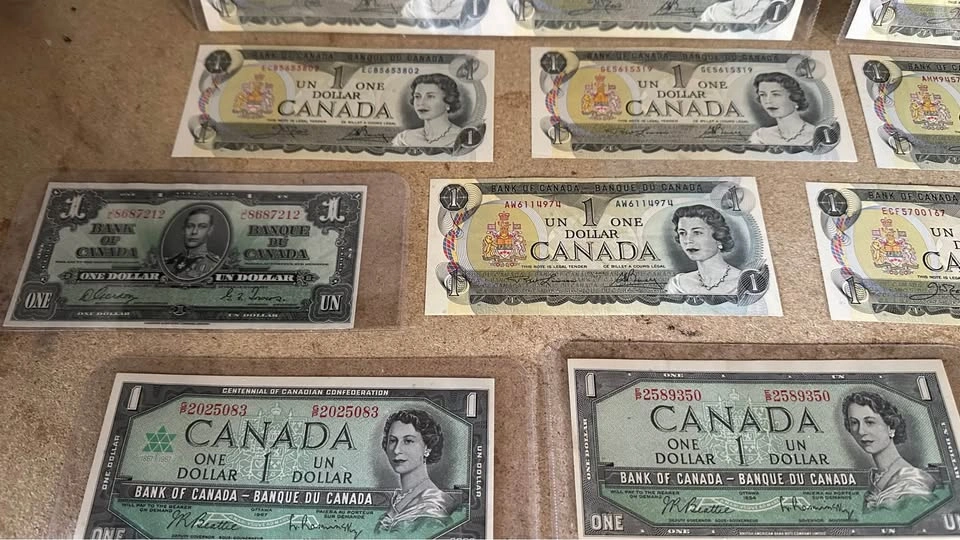 Old Canadian 1 and 2 Dollar Banknotes Queen Elizabeth II - photo 4
