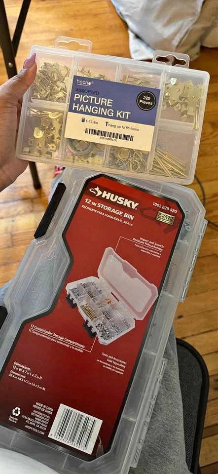 Picture Hanging Kit & Screw Storage Bin
