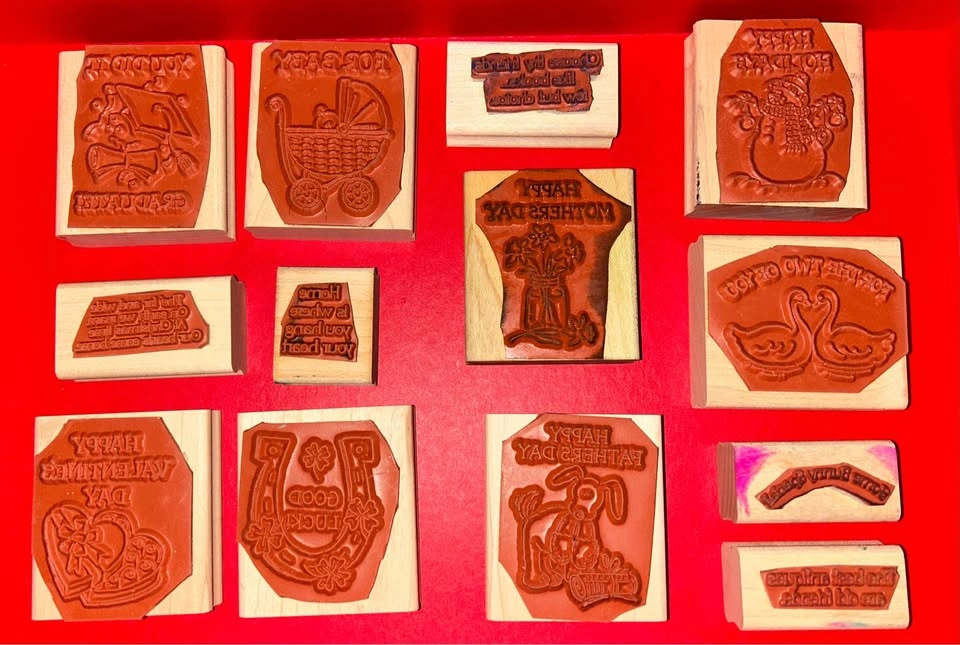 Set of 13 New Rubber Scrapbook Stamps - Major Holidays Plus - photo 2