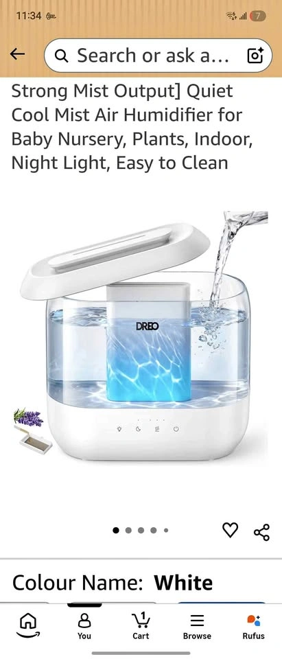 2 DREO Humidifiers for Bedroom, 4L Top Fill, 36H Runtime