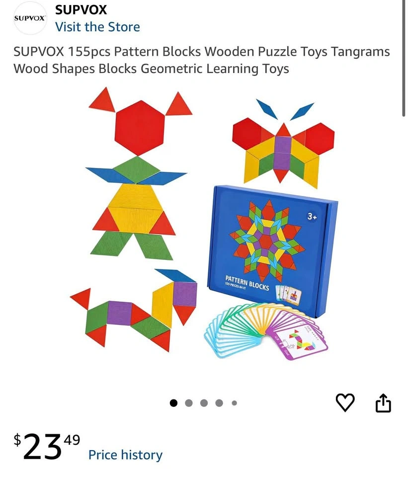 155pcs Wooden Pattern Blocks Tangram Puzzle Toys