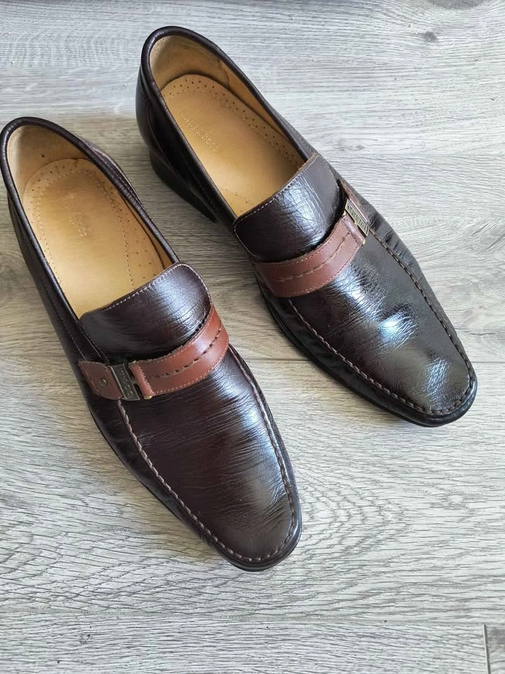 Men's Brown Genuine Leather Loafers shoes size 11 - photo 2