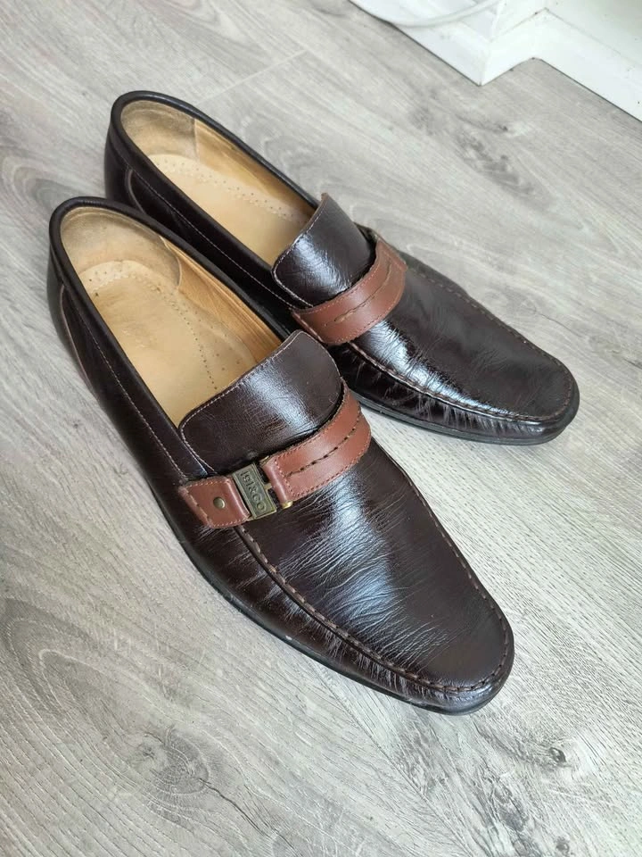Men's Brown Genuine Leather Loafers shoes size 11 - photo 3