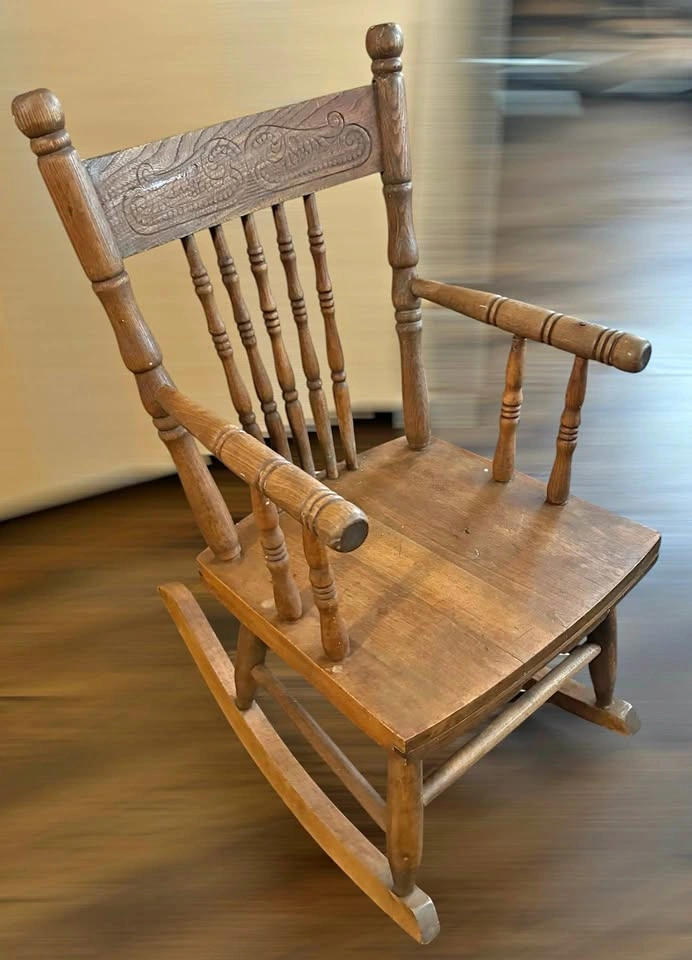Wooden Rocking Chair Vintage Kids Solid Wood