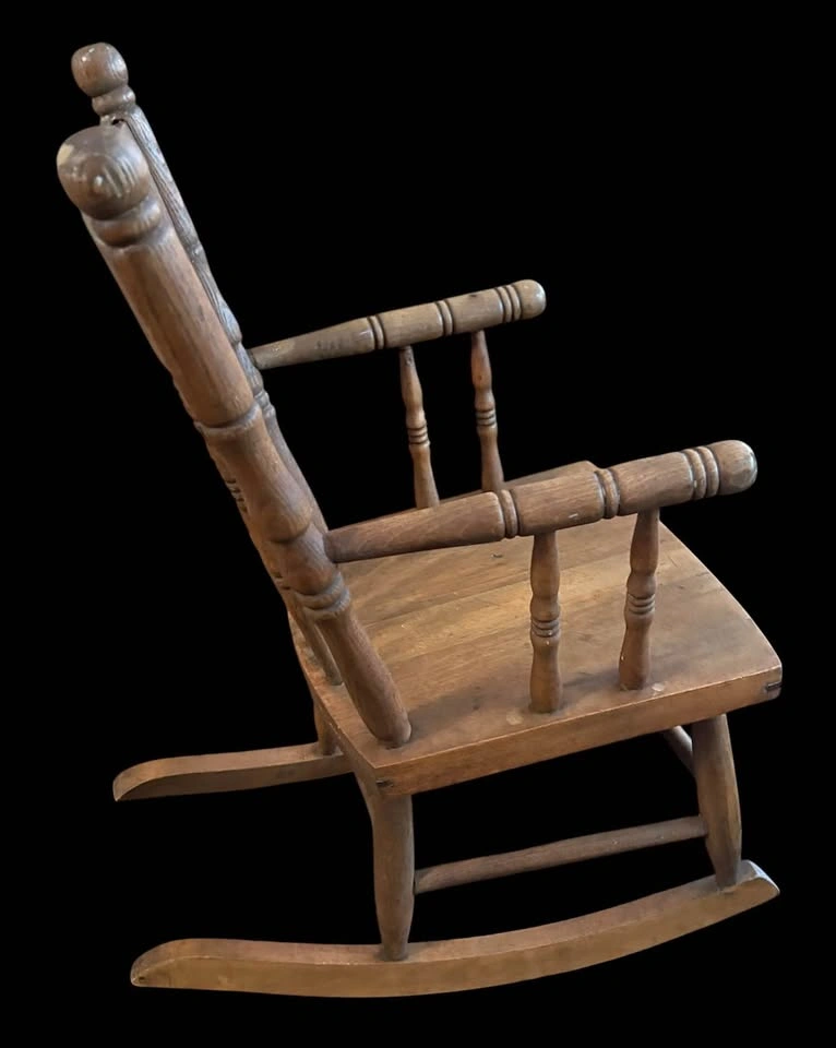 Wooden Rocking Chair Vintage Kids Solid Wood - photo 3