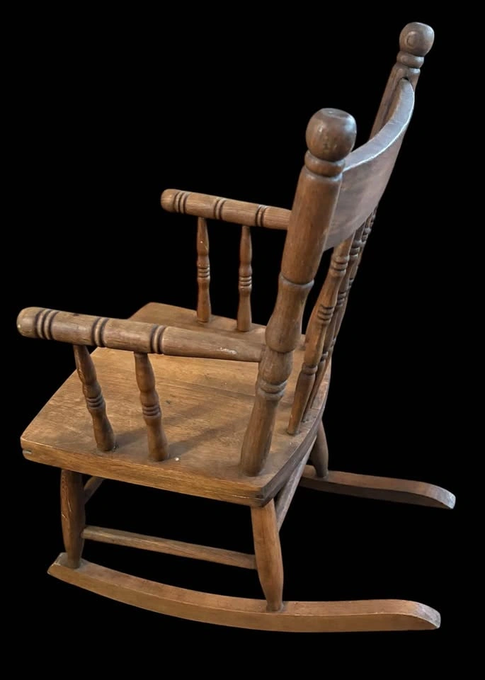 Wooden Rocking Chair Vintage Kids Solid Wood - photo 5