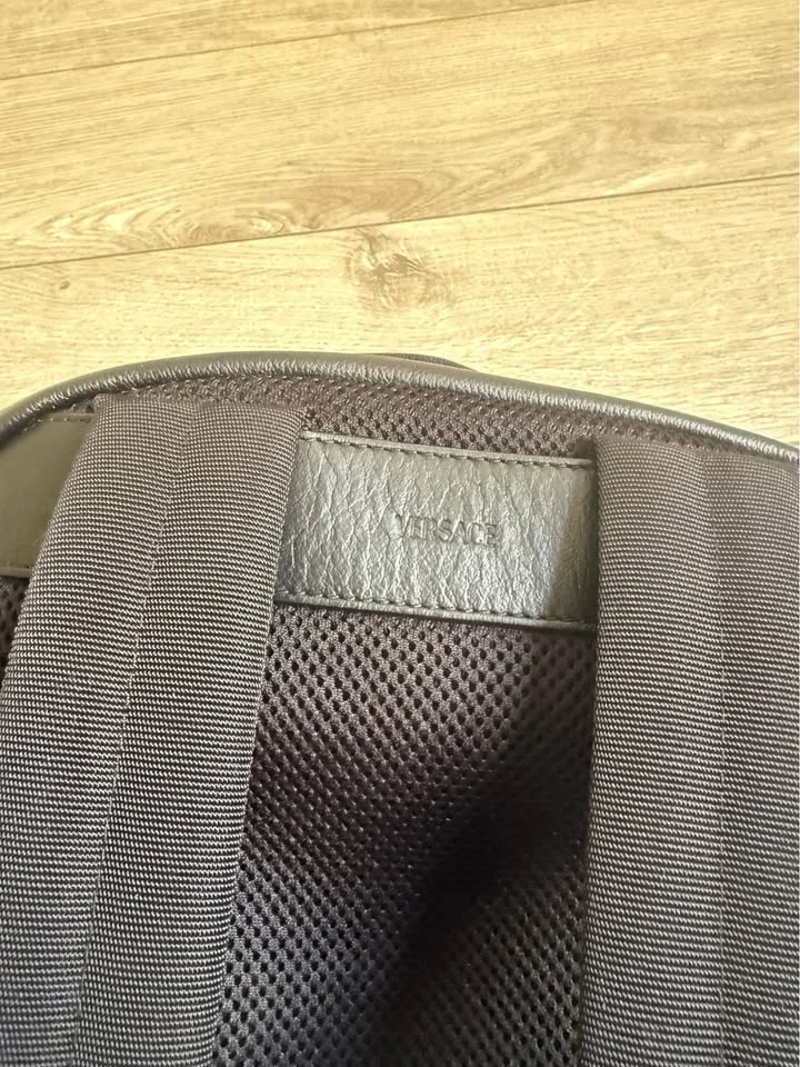 Men’s Versace, leather backpack in black with gold trim - photo 4