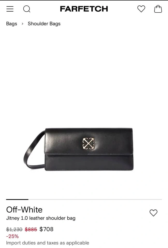 Off-white Shoulder Bag in black silver finish