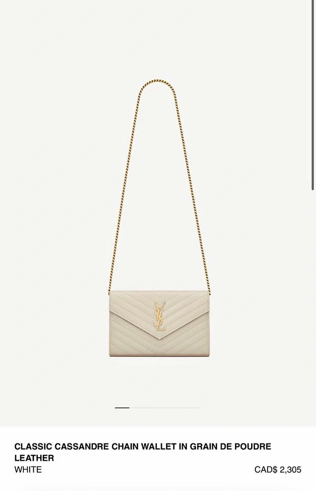 Classic YSL (Cassandra Chain Wallet in White)
